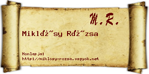 Miklósy Rózsa névjegykártya